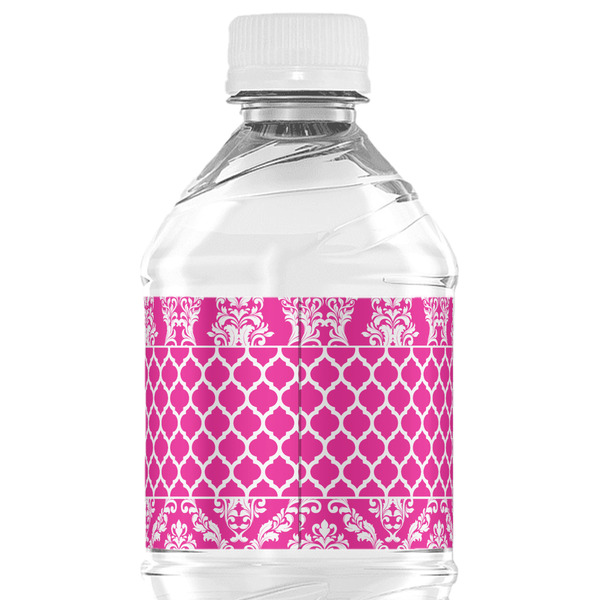 Moroccan & Damask Water Bottle Label - Back View