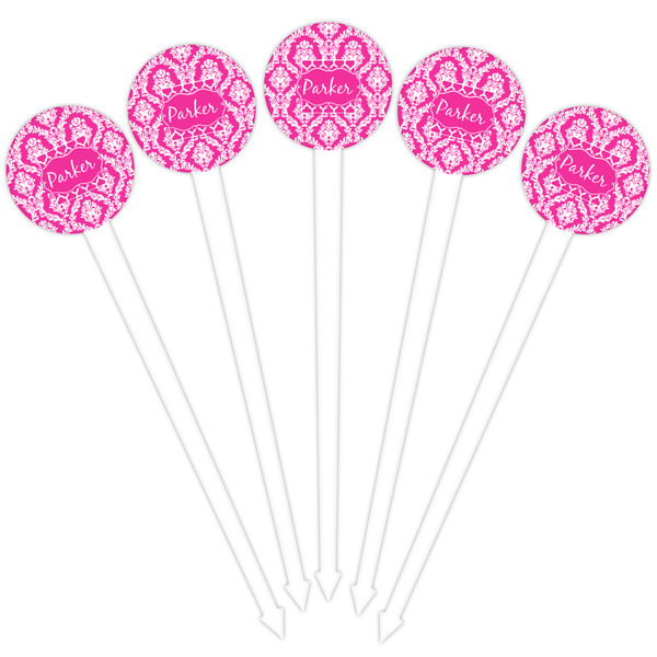 Moroccan & Damask White Plastic 4" Food Pick - Round - Fan View