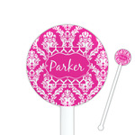 Moroccan & Damask 5.5" Round Plastic Stir Sticks - White - Single Sided (Personalized)