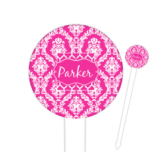Custom Moroccan & Damask Cocktail Picks - Round Plastic (Personalized)