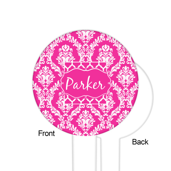 Moroccan & Damask White Plastic 6" Food Pick - Round - Single Sided - Front & Back