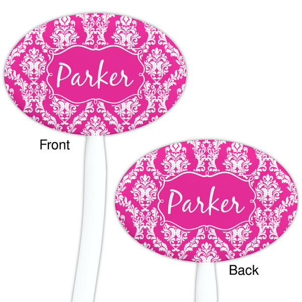 Moroccan & Damask White Plastic 7" Stir Stick - Double Sided - Oval - Front & Back