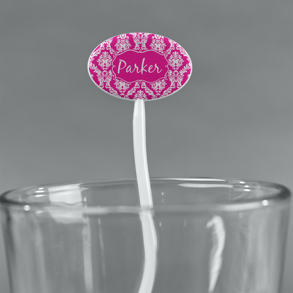 Moroccan & Damask White Plastic 7" Stir Stick - Oval - Main