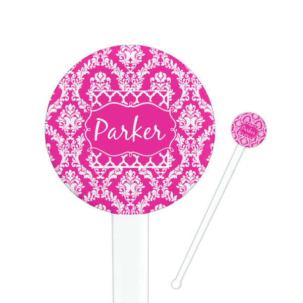 Custom Moroccan & Damask 7" Round Plastic Stir Sticks - White - Double Sided (Personalized)