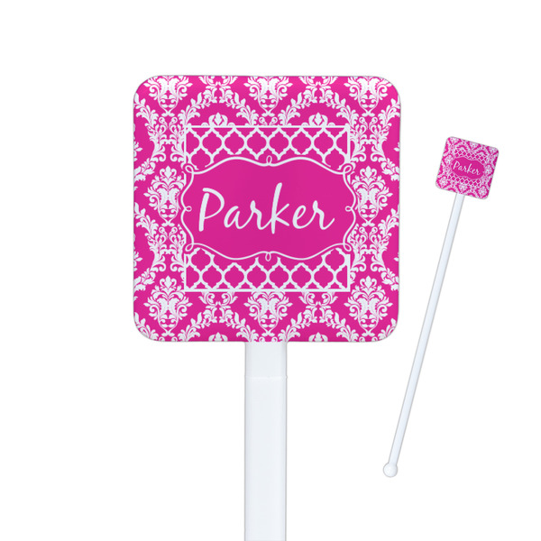 Custom Moroccan & Damask Square Plastic Stir Sticks (Personalized)