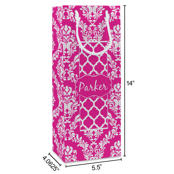 Moroccan & Damask Wine Gift Bag - Dimensions