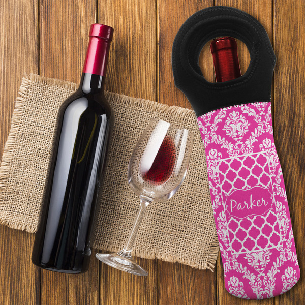 Moroccan & Damask Wine Tote Bag - FLATLAY
