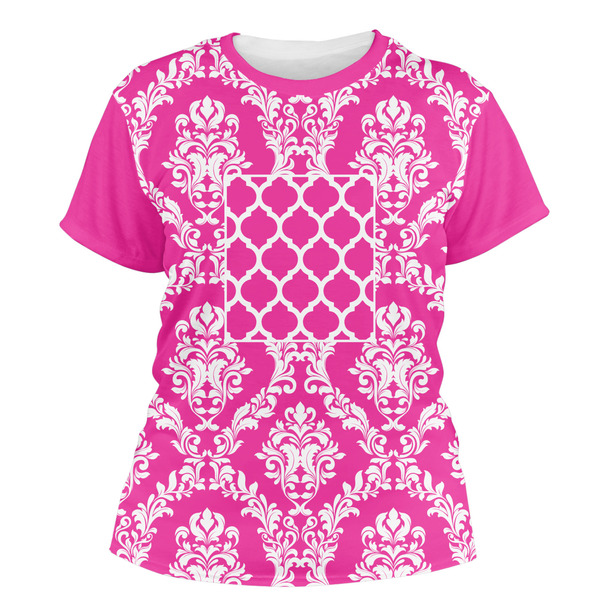 Custom Moroccan & Damask Women's Crew T-Shirt - Large