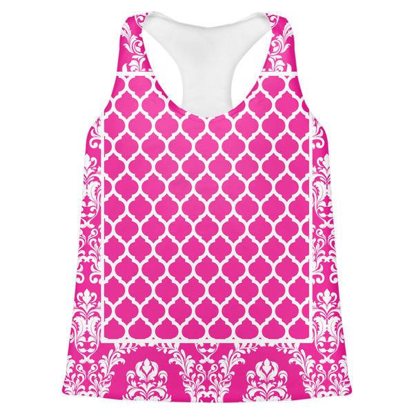 Custom Moroccan & Damask Womens Racerback Tank Top - 2X Large