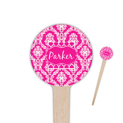 Moroccan & Damask 4" Round Wooden Food Picks - Single Sided (Personalized)