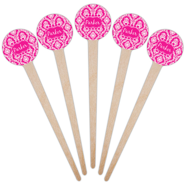 Moroccan & Damask Wooden 4" Food Pick - Round - Fan View