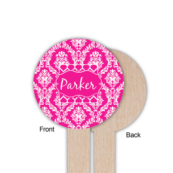 Moroccan & Damask Wooden 6" Food Pick - Round - Single Sided - Front & Back