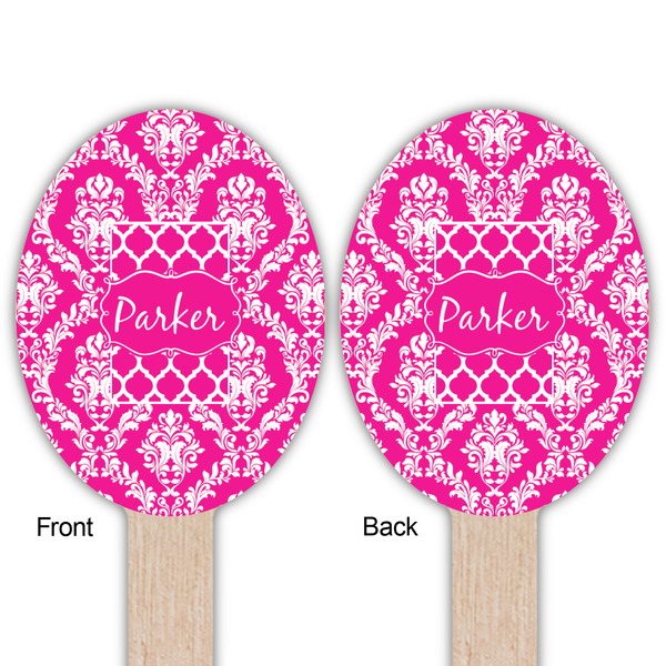 Moroccan & Damask Wooden Food Pick - Oval - Double Sided - Front & Back