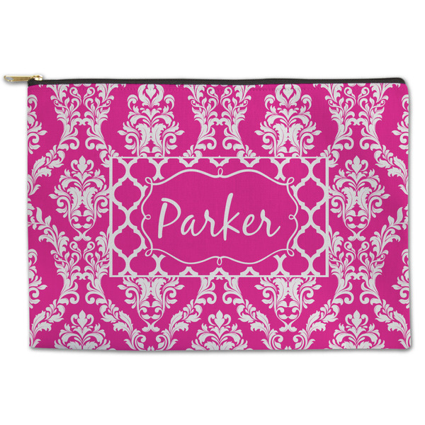 Custom Moroccan & Damask Zipper Pouch - Large - 12.5"x8.5" (Personalized)