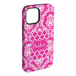Moroccan & Damask iPhone Case - Rubber Lined - iPhone 15 Plus (Personalized)