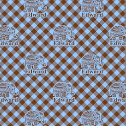 Gingham & Elephants Fabric by the Yard - PIMA Combed Cotton (Personalized)