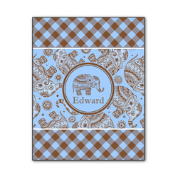 Gingham & Elephants Wood Print - 11x14 (Personalized)