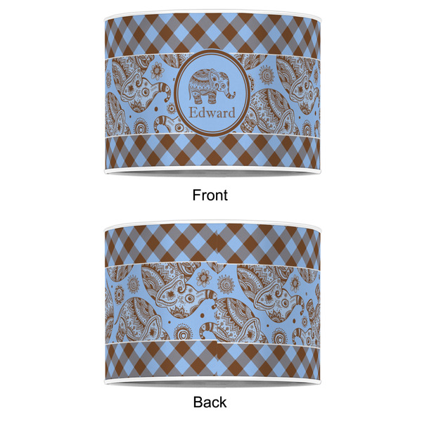 Gingham & Elephants 12" Drum Lampshade - APPROVAL (Poly Film)