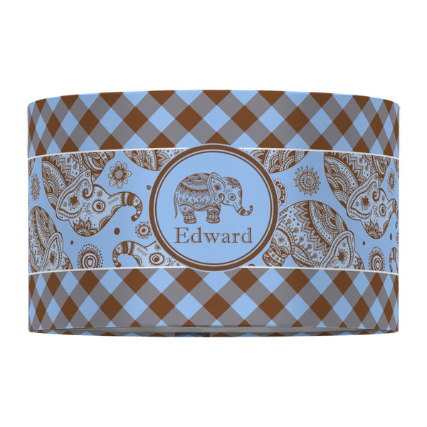 Gingham & Elephants 12" Drum Lampshade - FRONT (Fabric)