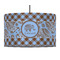 Gingham & Elephants 12" Drum Pendant Lamp - Fabric (Personalized)