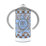 Gingham & Elephants 12 oz Stainless Steel Sippy Cup (Personalized)