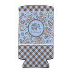 Gingham & Elephants Can Cooler (tall 12 oz) (Personalized)
