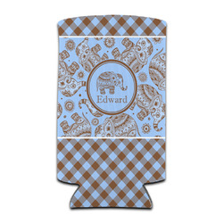 Gingham & Elephants Can Cooler (tall 12 oz) (Personalized)