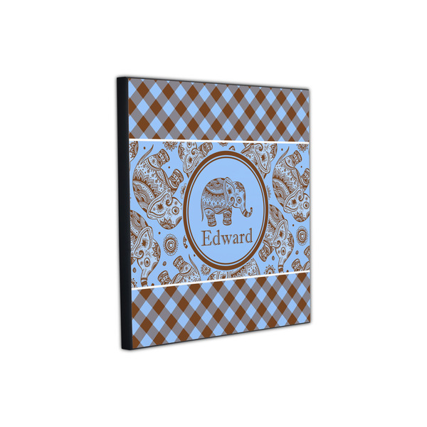 Gingham & Elephants 12x12 Wood Print - Angle View