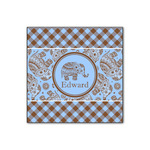 Gingham & Elephants Wood Print - 12x12 (Personalized)