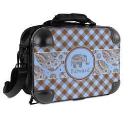 Gingham & Elephants Hard Shell Briefcase (Personalized)