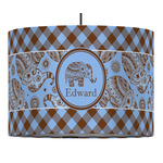 Gingham & Elephants Drum Pendant Lamp (Personalized)