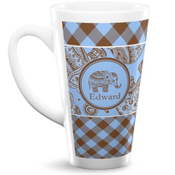 Gingham & Elephants 16 Oz Latte Mug (Personalized)