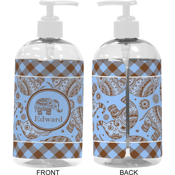 Gingham & Elephants 16 oz Plastic Liquid Dispenser- Approval- White