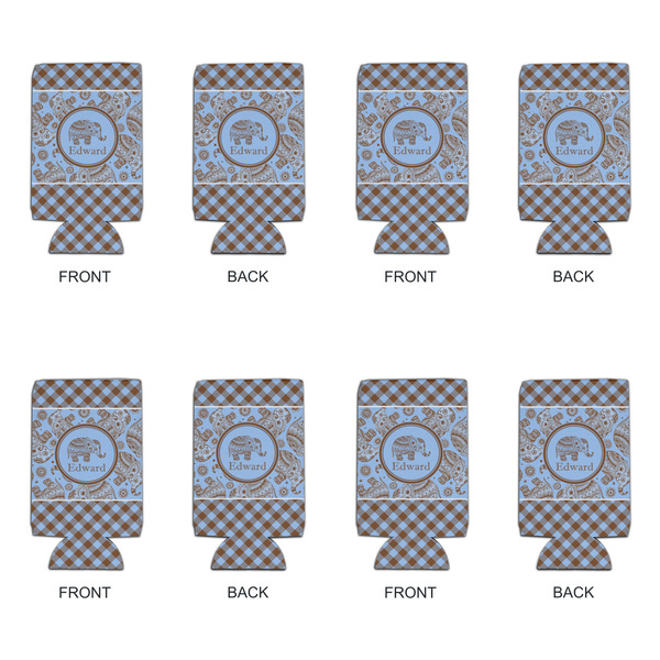 Gingham & Elephants 16oz Can Sleeve - Set of 4 - APPROVAL