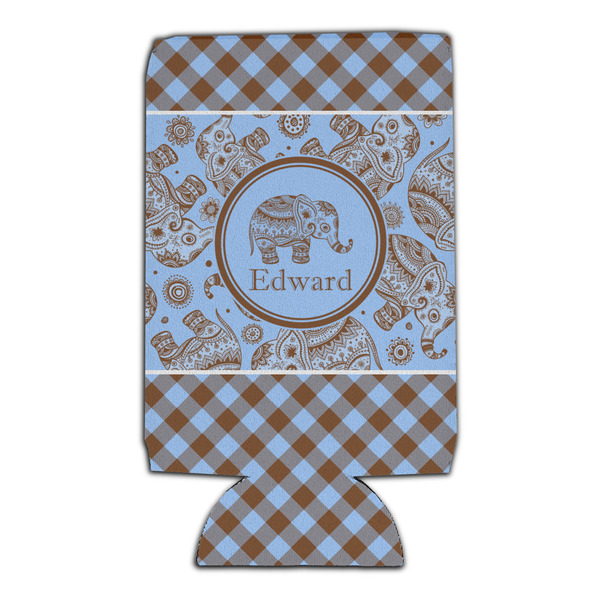Gingham & Elephants 16oz Can Sleeve - Set of 4 - FRONT