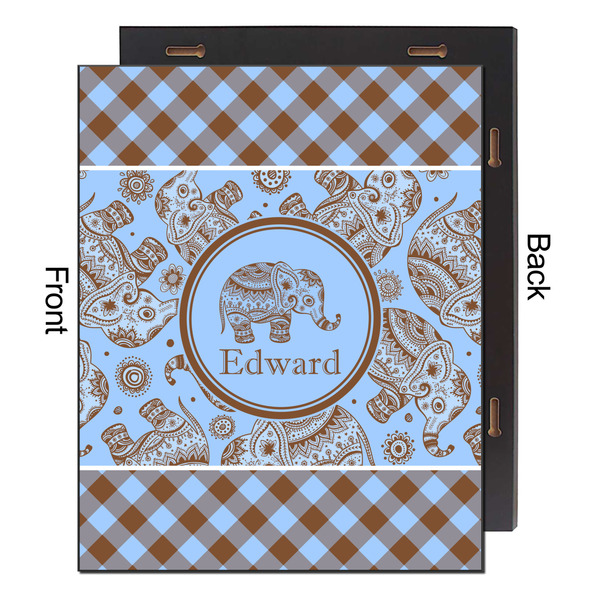 Gingham & Elephants 16x20 Wood Print - Front & Back View