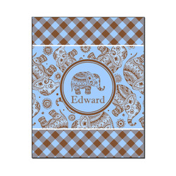 Gingham & Elephants Wood Print - 16x20 (Personalized)