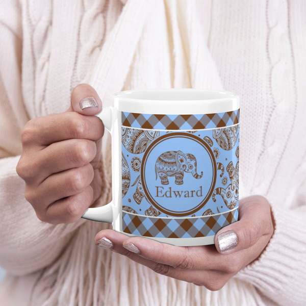 Gingham & Elephants 20oz Coffee Mug - LIFESTYLE