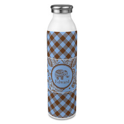 Gingham & Elephants 20oz Stainless Steel Water Bottle - Full Print (Personalized)