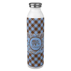 Gingham & Elephants 20oz Stainless Steel Water Bottle - Full Print (Personalized)