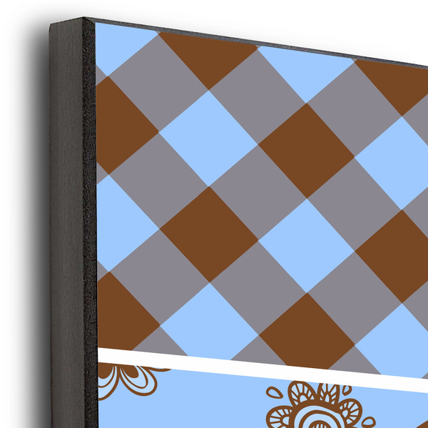 Gingham & Elephants 20x24 Wood Print - Closeup