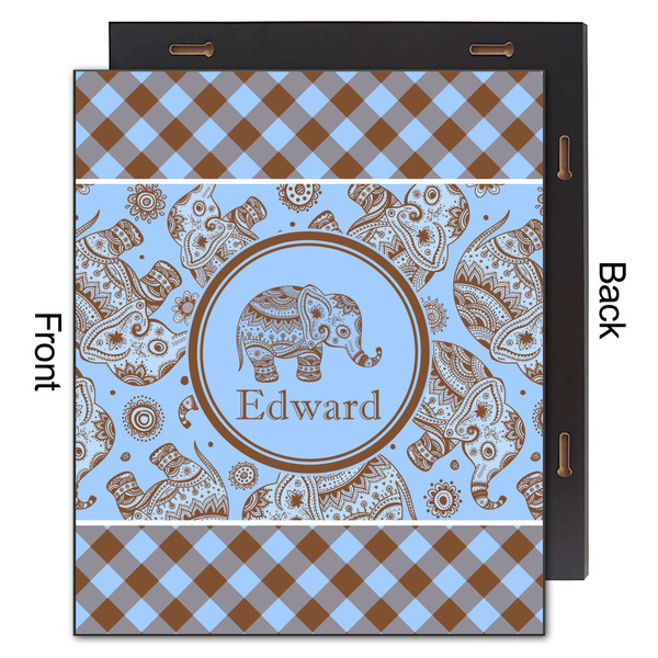 Gingham & Elephants 20x24 Wood Print - Front & Back View