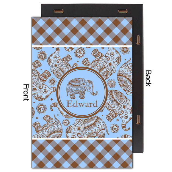 Gingham & Elephants 20x30 Wood Print - Front & Back View