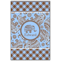 Gingham & Elephants Wood Print - 20x30 (Personalized)
