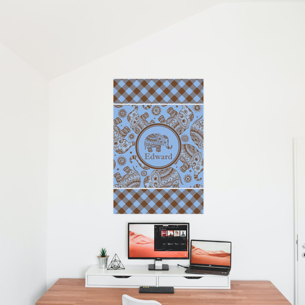 Gingham & Elephants 24x36 - Matte Poster - On the Wall