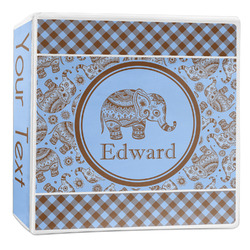 Gingham & Elephants 3-Ring Binder - 2 inch (Personalized)