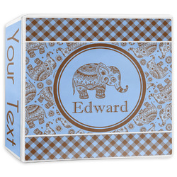 Gingham & Elephants 3-Ring Binder - 3 inch (Personalized)