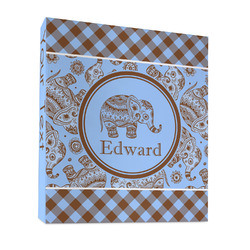 Gingham & Elephants 3 Ring Binder - Full Wrap - 1" (Personalized)