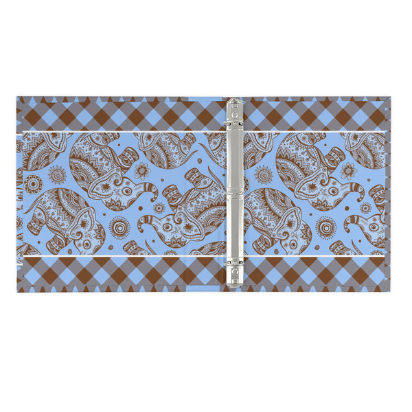 Gingham & Elephants 3 Ring Binders - Full Wrap - 1" - OPEN INSIDE