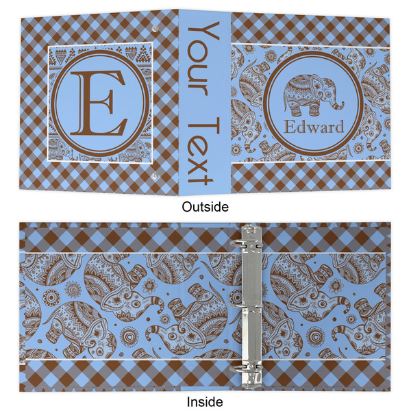 Gingham & Elephants 3 Ring Binders - Full Wrap - 2" - APPROVAL